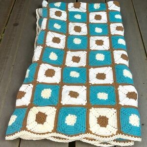 Granny Afghan Blanket Handmade Crochet Bedspread 107"L X 102" W Multicolor VTG